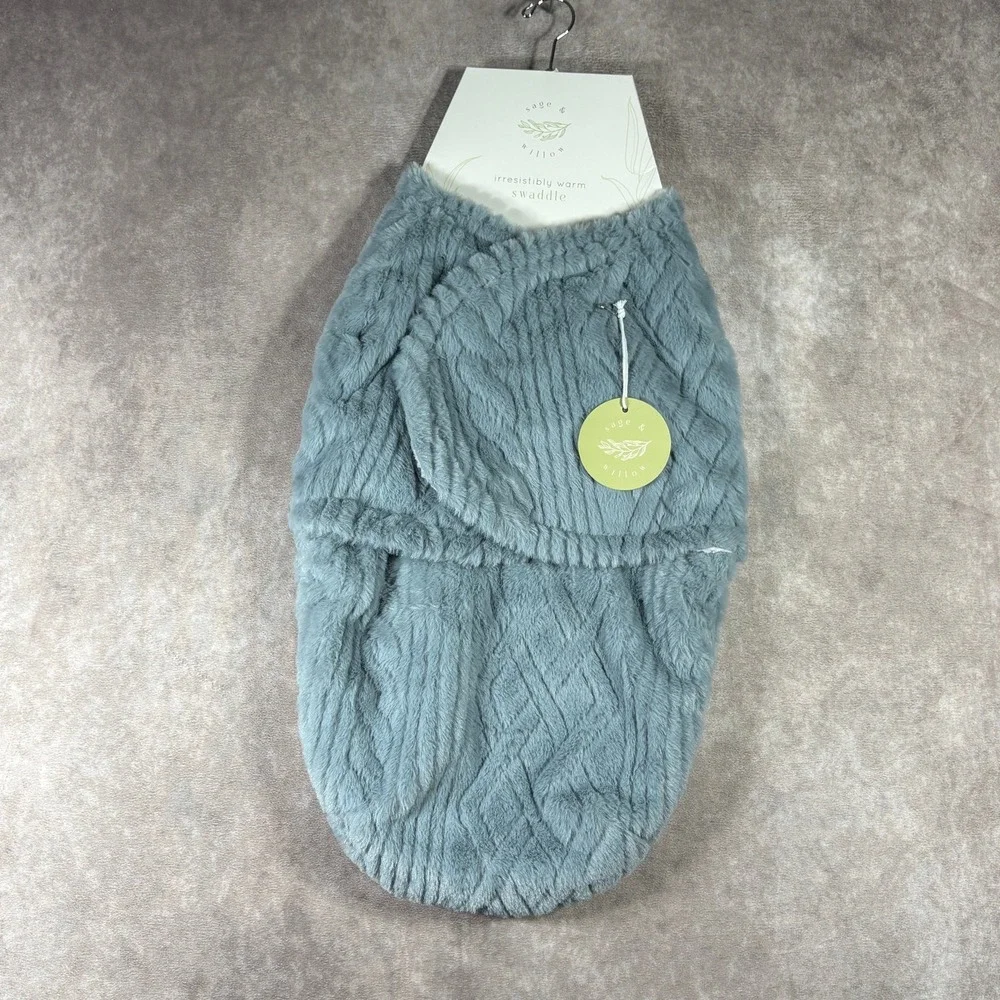 Sage & Willow Wrap Baby Blue Cable Knit Snug Free Soft On Skin NEW